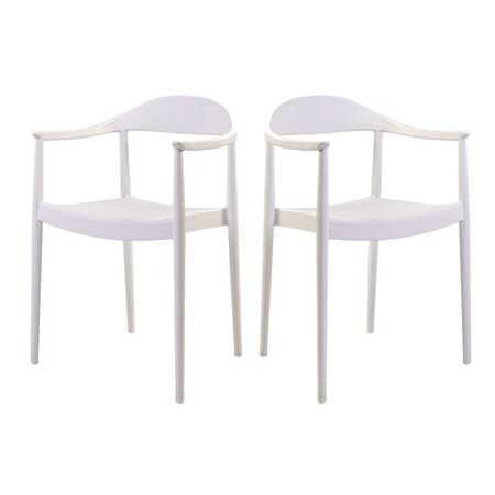 Rainbow Outdoor Kennedy Set of 2 Stackable Armchair-White RBO-KENNEDY-WHT-AC-SET2